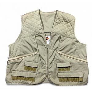VTG Columbia Hunting Utility Vest Beige Orange Quilted Outdoors 80s Size L